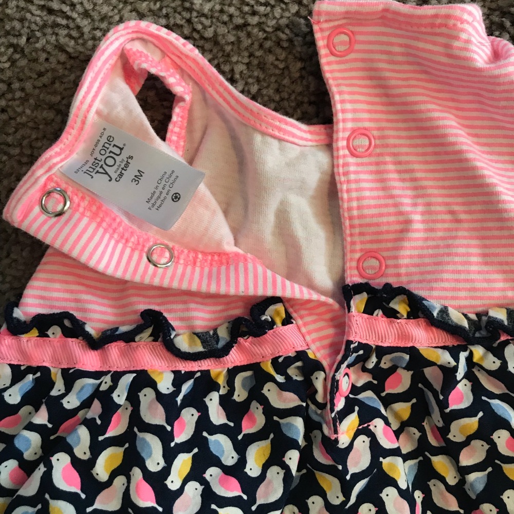 3M Carter’s Stripe and Bird Print Dress & Sun Hat